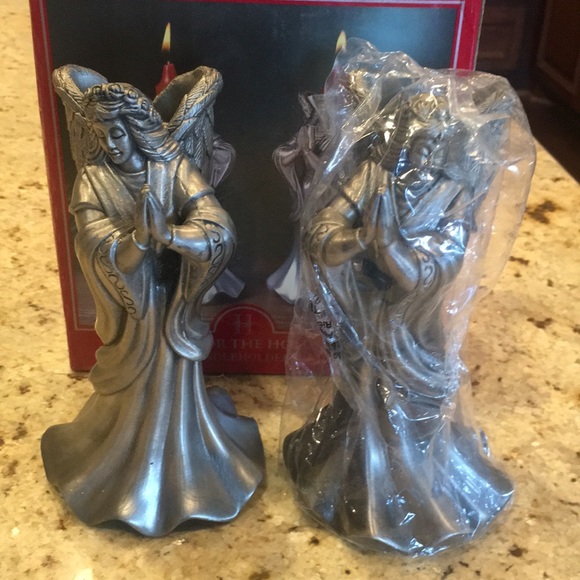 Home for the Holidays Pewter Angel Candleholders - Picture 4 of 8
